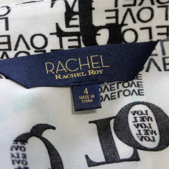RACHEL ROY Love Print Letter Button Down Blouse Size 4 - Picture 2 of 7